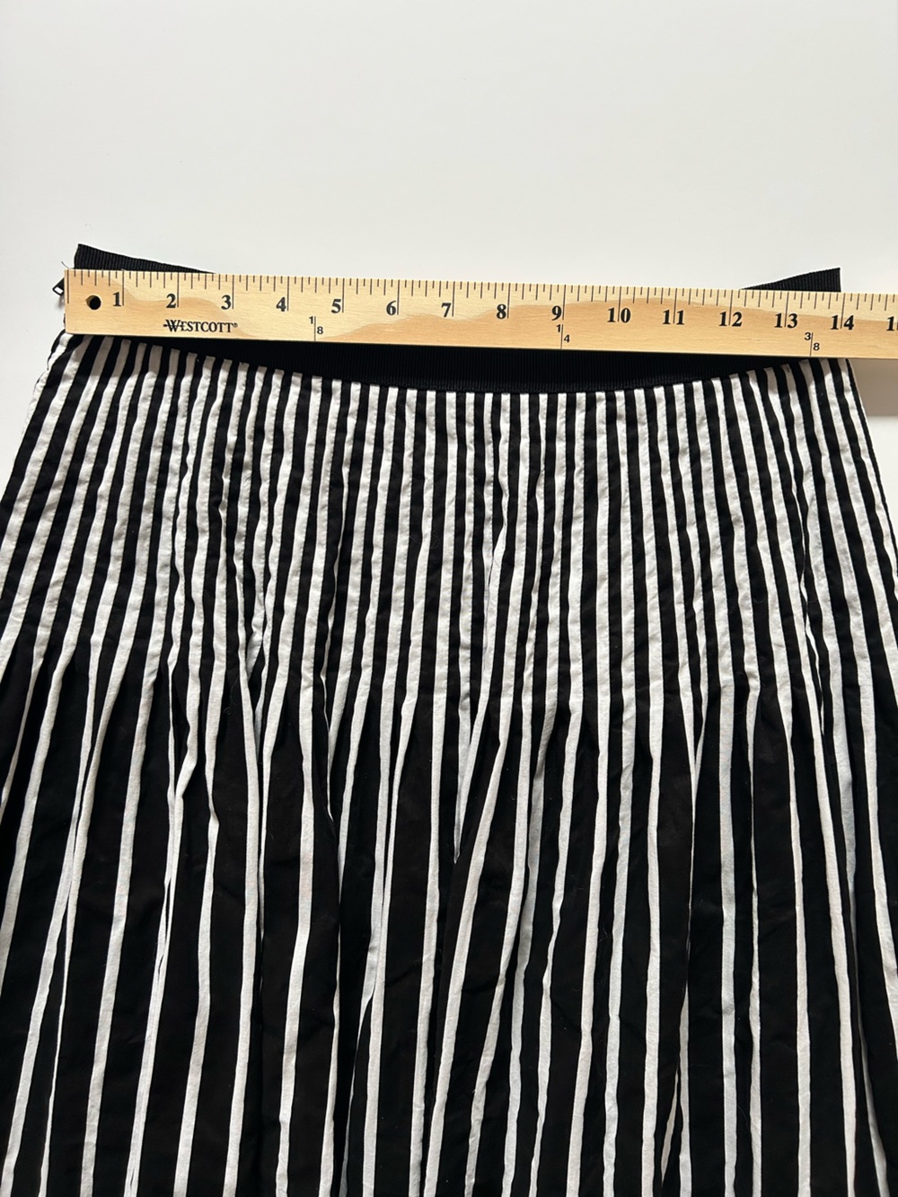 Maeve Black and White Vertical Stripe A-Line Skirt - Picture 5 of 5